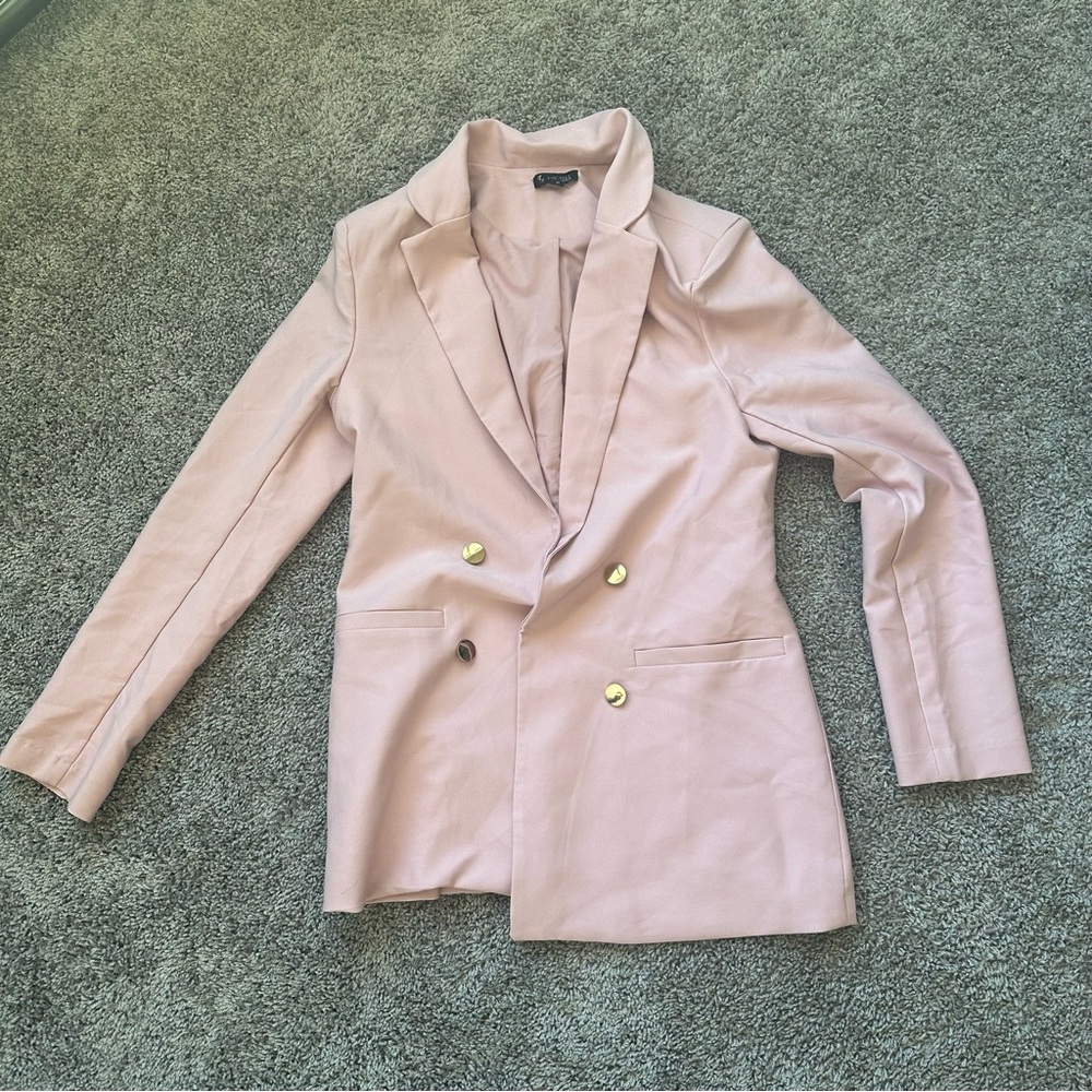 Michele Light Pink Blazer with Gold Buttons